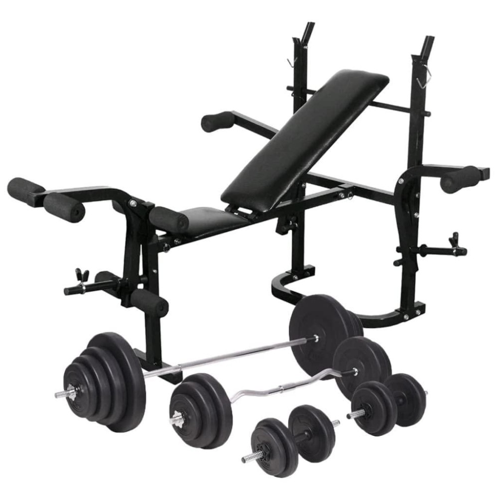 Vidaxl Weight Bench With Weight Rack Barbell And Dumbbell Set 264.6Lb