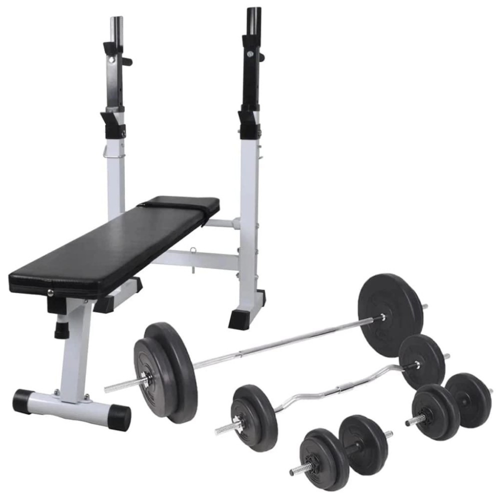 Vidaxl Workout Bench With Weight Rack Barbell And Dumbbell Set198.4 Lb