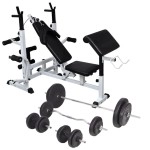 Vidaxl Weight Bench With Weight Rack Barbell And Dumbbell Set 198.4 Lb