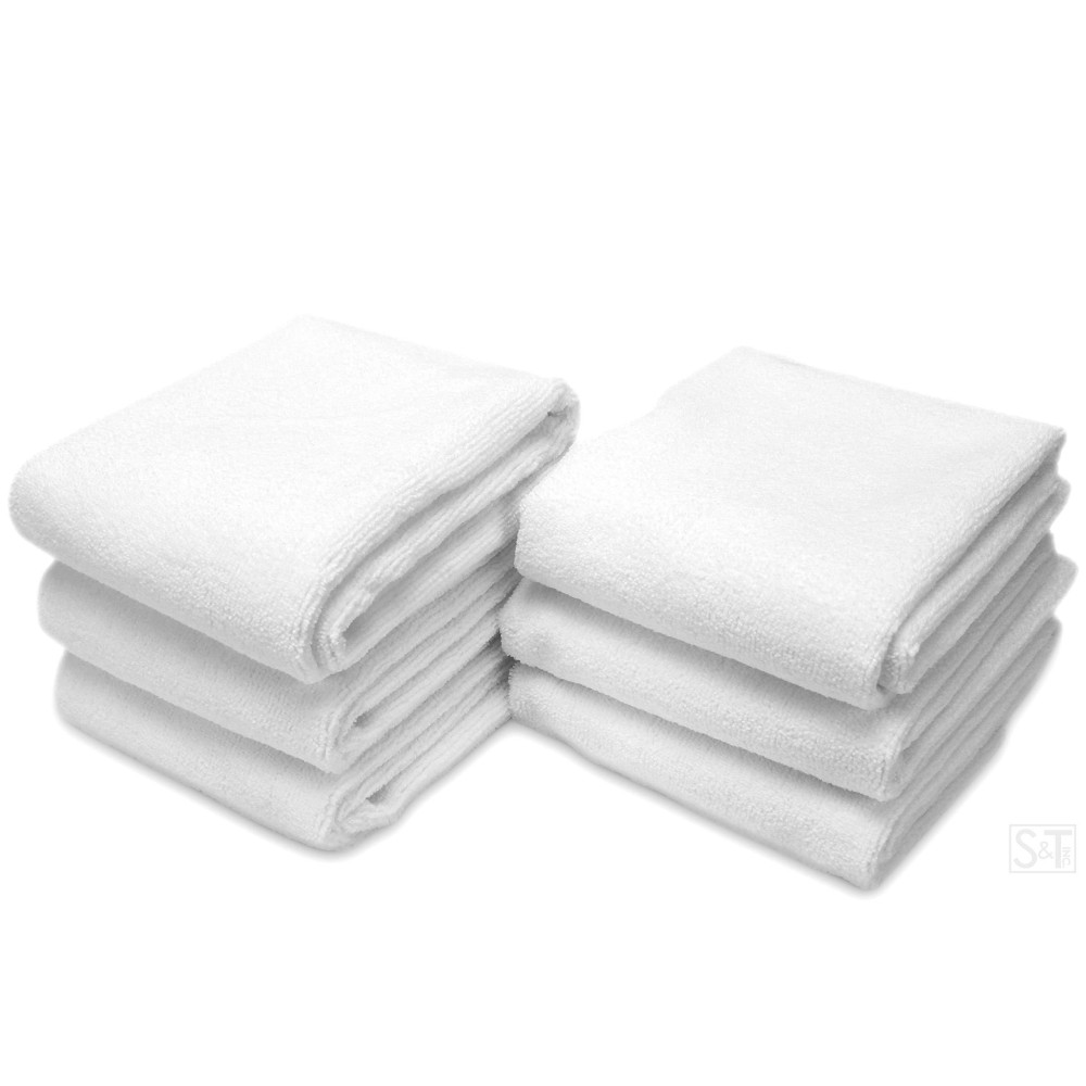 S&T INC. Microfiber Gym Towels for Sweat, Yoga Sweat Towel for Home Gym, Microfiber Workout Towels for Gym, White, 16 Inch x 27 Inch, 6 Pack