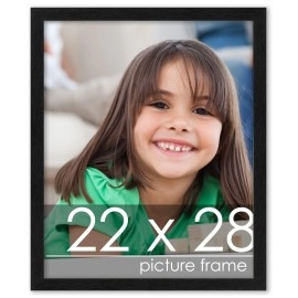 Poster Palooza 22X28 Traditional Black Complete Wood Picture Frame With Uv Acrylic, Foam Board Backing, Hardware