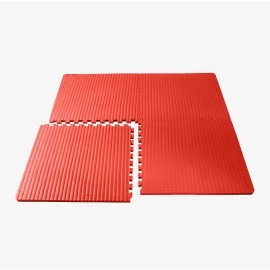 We Sell Mats 1 Inch Thick Martial Arts EVA Foam Exercise Mat, Tatami Pattern, Interlocking Floor Tiles for Home Gym, MMA, Anti-Fatigue Mats, 24 in x 24 in, Red, 24 Square Feet (6 Tiles) (TL-25M)