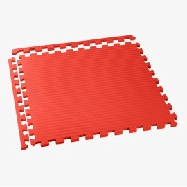 We Sell Mats 1 Inch Thick Martial Arts EVA Foam Exercise Mat, Tatami Pattern, Interlocking Floor Tiles for Home Gym, MMA, Anti-Fatigue Mats, 24 in x 24 in, Red (TL-25M)
