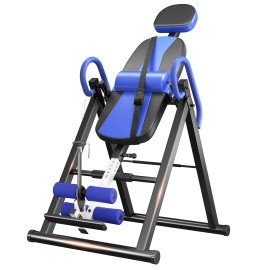 Dripex Heavy Duty Inversion Table 300 Lbs Capacity With Adjustable Protective Belt Inversion Table For Back Pain Relief Updated (Blue)