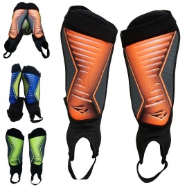 Rawxy Football Soccer Shin Guards With Exceptional Flexible Soft Light Weight - Great For Boys Girls Junior Youth(Neo Orange,L)