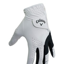 Callaway Golf Men's Weather Spann Premium Synthetic Golf Glove (XX-Large, Single, White, Worn on Right Hand)