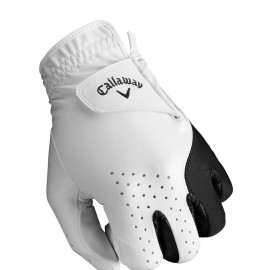 Callaway Golf Men's Weather Spann Premium Synthetic Golf Glove (XX-Large, Single, White, Worn on Right Hand)