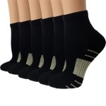 Copper Plantar Fasciitis Running Compression Socks for Men & Women -6 Pairs Arch Support Ankle Socks for Athletic&Travel