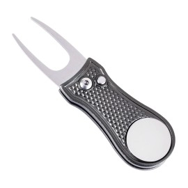Mile High Life All Metal Foldable Golf Divot Tool With Pop-Up Button Magnetic Ball Marker (Gray Bone)