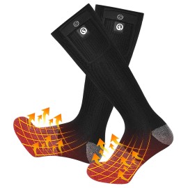 Snow Deer Heated Socks,Men Women Electric Battery Socks Foot Warmer(Black&Gray,S)