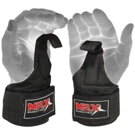 MRX Power Weight Lifting Straps Wrist Support Heavyduty Gym Training Bandage Cordura Hook Deadlifting Wraps Black