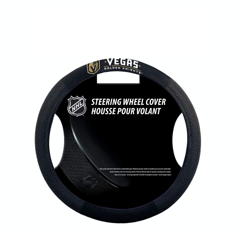 NHL Vegas Golden Knights Unisex NHL Poly-Suede Steering Wheel CoverNHL Poly-Suede Steering Wheel Cover, Black, one Size