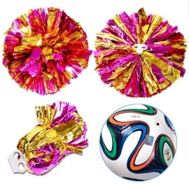 Hlonon 4 Pack Cheerleader Pom Poms Sports Dance Cheer Plastic Pom Poms Cheerleading for Sports Team Spirit Cheering (Golden)