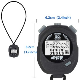 Stopwatch, Amble Countdown Timer and Stopwatch Record 20 Memories Lap Split Time with Tally Counter and Calendar Clock with Alarm for Sports Coaches and Referees