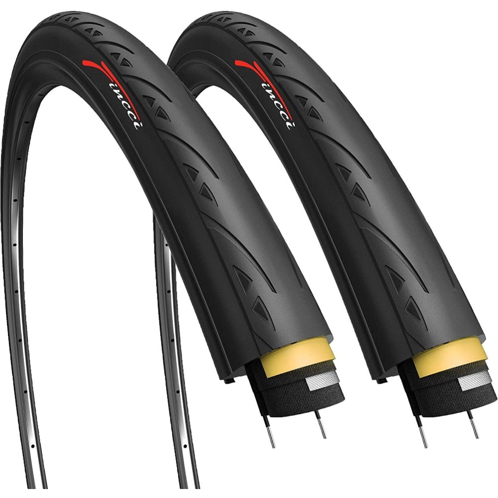 Fincci Pair 700X23C Tires Road Bike 23-622 Foldable Bike Tire 60Tpi With 1Mm Antipuncture Protection For Cycling Racing Touring - Pack Of 2 Bicycle Tires 700 X 23C