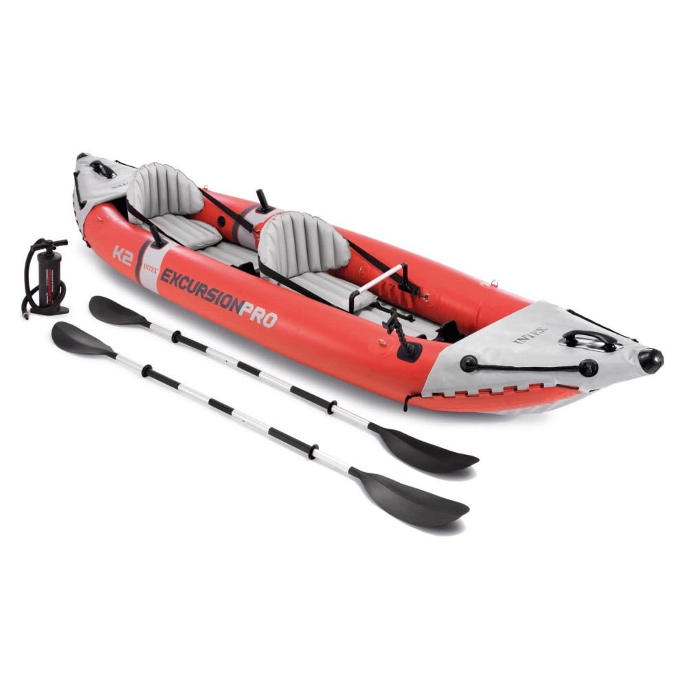 Intex Excursion Pro Kayak, Super Tough Laminate With Oars And Pump, 380 X 94 X 46 Cm, Multi-Coloured