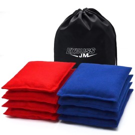 Jmexsuss Weather Resistant Standard Corn Hole Bags, Set Of 8 Regulation Professional Cornhole Bags For Tossing Game,Corn Hole Beans Bags With Tote Bag(Red/Blue)