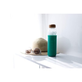 Soma Glass Water Bottle with Silicone Sleeve, BPA-Free, Emerald, 17oz