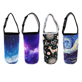 4Pcs Tumbler Carrier Holder Pouch,Bulckrew Water Bottle Sleeve,Water Bottle Bag Carrier For Travel Insulated Coffee Mug,Picnic Hiking Gym