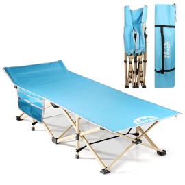 Camping Cot, 450Lbs(Max Load), Portable Folding Outdoor Bed With Carry Bag For Adults Kids, Heavy Duty Cot For Traveling Gear Supplier, Office Nap, Beach Vocation And Home Lounging (Blue)