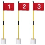 Kingtop Miniature Golf Flagstick, Practice Putting Green Flags For Yard, Golf Pin Flag Hole Cup Set, Portable 2-Section Design, 3Ft Flagpole, Indoor Outdoor, Red Flag Numbered 1 2 3, 3-Pack