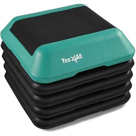 Yes4All Adjustable High Step Aerobic Platform, 16 X 16 Black/Green Step Platforms For Aerobic Step Exercises