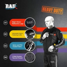 RAD Sauna Suit Men and Women, Weight Loss Sweat Suit Jacket Pant Gym, Boxing Workout (White, Large)