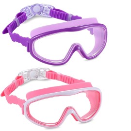 2 Pack Kids Swim Goggles, Swimming Glasses For Children From 3 To 15 Years Old
