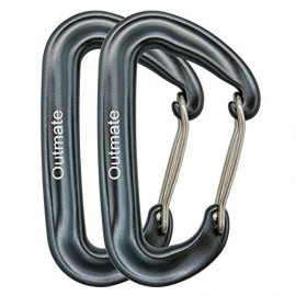 Outmate 12Kn Heavy-Duty Carabiner Clips - Durable, Lightweight Aluminum Alloy Carabiners For Hiking, Camping, Keychains, Dog Leashes, Hammocks & More(Wire Gate,2 Gray)