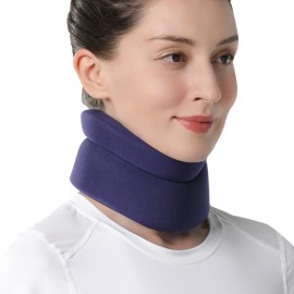 Velpeau Neck Brace -Foam Cervical Collar - Soft Neck Support Relieves Pain Pressure In Spine - Wraps Aligns Stabilizes Vertebrae - Can Be Used During Sleep (Comfort, Blue, Medium, 4)