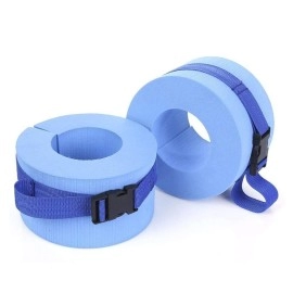 Foam Swim Aquatic Cuffs, Water Aerobics Float Ring Fitness Exercise Set, Ankles Arms Belts with Quick Release Buckle for Swim Fitness Training Set, Set of 2, Blue