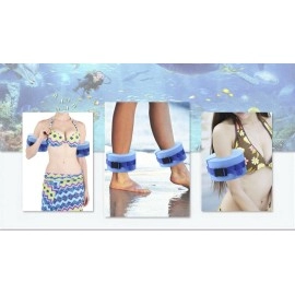 Foam Swim Aquatic Cuffs, Water Aerobics Float Ring Fitness Exercise Set, Ankles Arms Belts with Quick Release Buckle for Swim Fitness Training Set, Set of 2, Blue