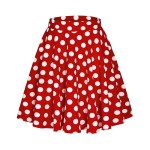 Exchic Womens Casual Stretchy Flared Mini Skater Skirt Basic A-Line Pleated Midi Skirt (S, Polka Dot-3)