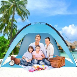 Sumerice Family Beach Tent and Sun Shade UV Cabana Shelter | Camping, Hiking, Fishing | Lightweight, Portable, Breathable, and Windproof | Collapsible (Blue)