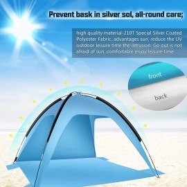 Sumerice Family Beach Tent and Sun Shade UV Cabana Shelter | Camping, Hiking, Fishing | Lightweight, Portable, Breathable, and Windproof | Collapsible (Blue)