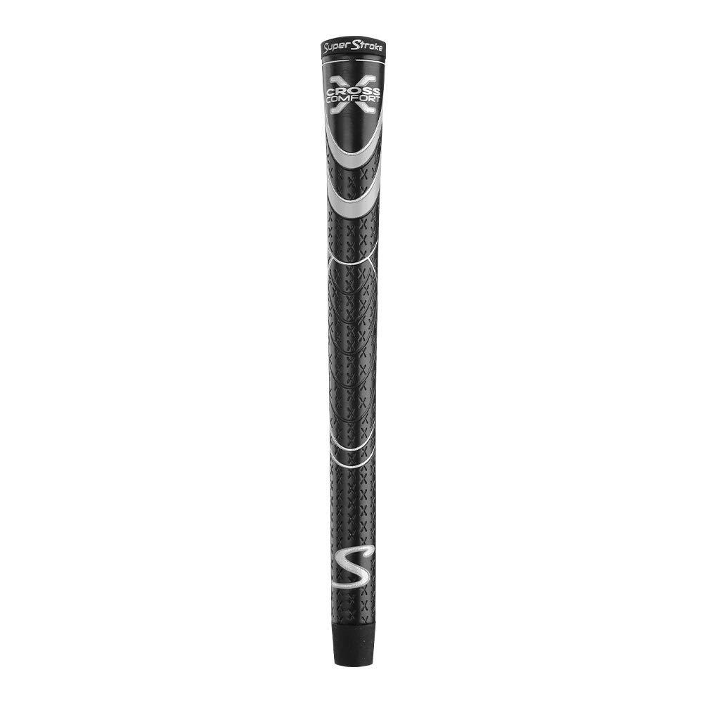 Superstroke Cross Comfort Golf Club Grip, Black/Gray (Oversized) | Soft & Tacky Polyurethane That Boosts Traction | X-Style Surface & Non-Slip