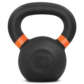Yes4All Powder Coated Cast Iron Competition Kettlebell With Wide Handles & Flat Bottoms - 10 Kg / 22 Lb