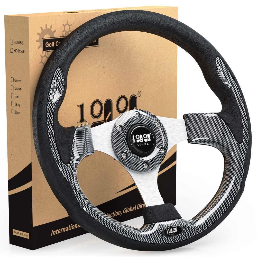 10L0L Golf Cart Steering Wheel-Carbon Fiber Racing Steering Universal For Yamaha Club Car Ezgo Ergonomic Design Steering Wheel