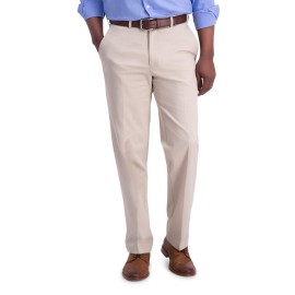 Haggar Mens Iron Free Premium Khaki Classic Fit Flat Front Expandable Waist Casual Pant Regular And Big Tall Sizes, Sand, 34W X 29L