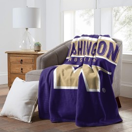 Northwest NCAA Washington Huskies Unisex-Adult Raschel Throw Blanket, 60