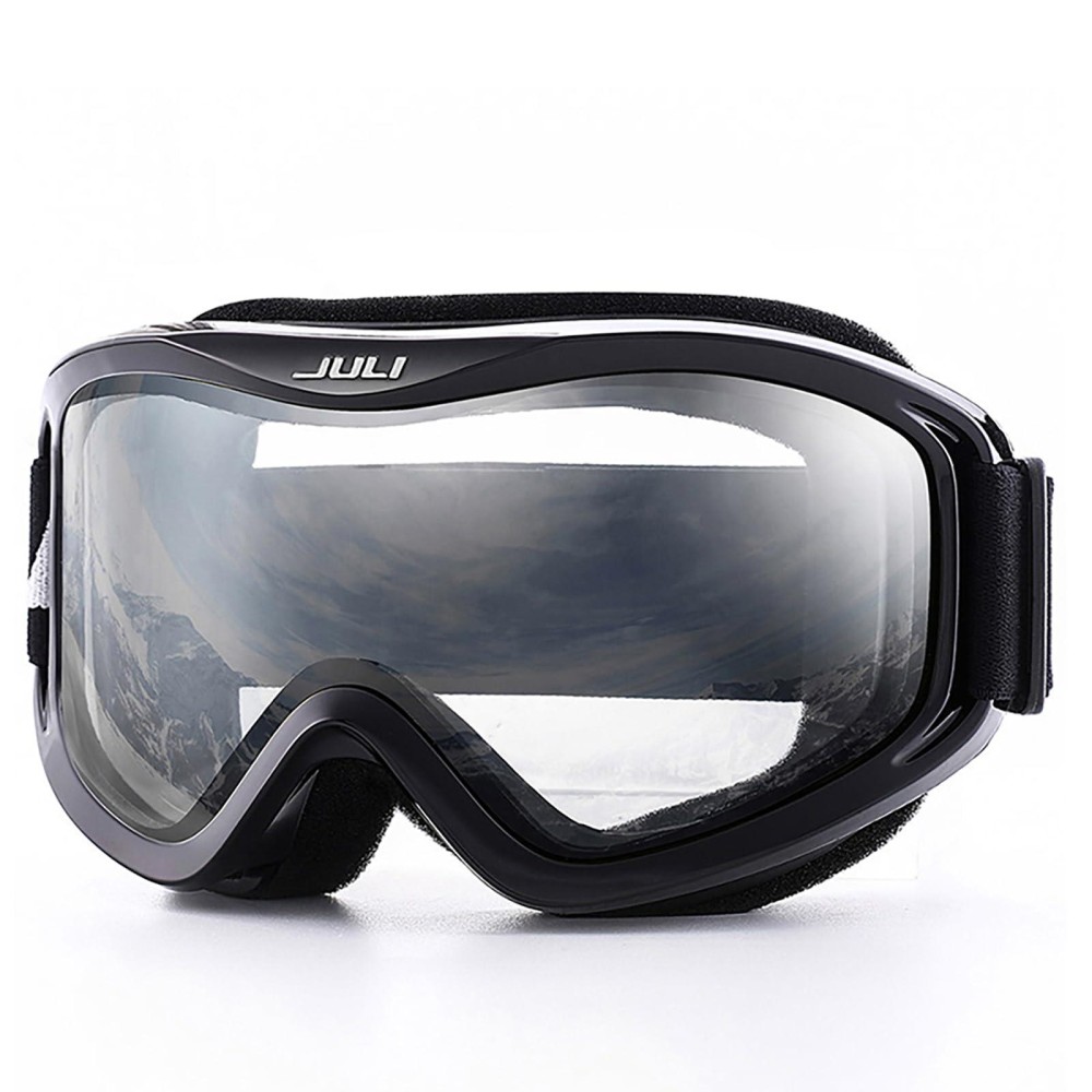 Juli Ski Goggle/Snow Snowboard Goggles For Men, Women & Youth - 100% Uv Protection Anti-Fog Dual Lens(Black Frame+83% Vlt Clear Len)