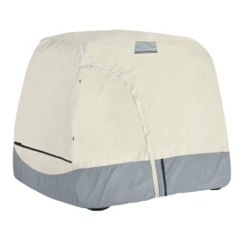 Explore Land 4 Passengers Waterproof Golf Cart Cover With Side Door Zipper(Light Tan/Gray)