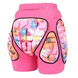 Jmsdream 3D Padded Protection Hip Eva Short Pants Protective Gear For Kids Adults Skating Riding Roller, Pink, X-Small