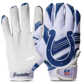 Franklin Sports Indianapolis Colts Youth Nfl Football Receiver Gloves - Receiver Gloves For Kids - Nfl Team Logos And Silicone Palm - Youth S/Xs Pair