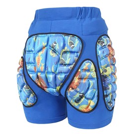 Jmsdream 3D Padded Protection Hip Eva Short Pants Protective Gear For Kids Adults Skating Riding Roller, Blue, Medium