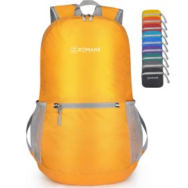 Zomake Ultra Lightweight Hiking Backpack 20L - Packable Small Backpacks Water Resistant Daypack For Women Men(Yellow New)