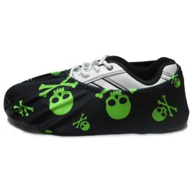 Bowlingball.Com Premium Bowling Shoe Protector Covers (X-Large: Fits Mens Size 10-15, Lime Green Skulls)