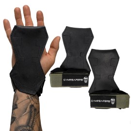 Gymreapers Weight Lifting Grips (Pair) For Heavy Powerlifting, Deadlifts, Rows, Pull Ups, With Neoprene Padded Wrist Wraps Support And Strong Rubber Gloves Or Straps For Bodybuilding (Green, Small)