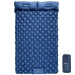 Night Cat Inflatable Double Sleeping Pad Mat Bed With Foot Pump And Double Pillow For Camping Backpacking Hiking Ultra-Light Compact Comfortable 77