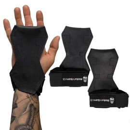 Gymreapers Weight Lifting Grips (Pair) For Heavy Powerlifting, Deadlifts, Rows, Pull Ups, With Neoprene Padded Wrist Wraps Support And Strong Rubber Gloves Or Straps For Bodybuilding (Black, Small)